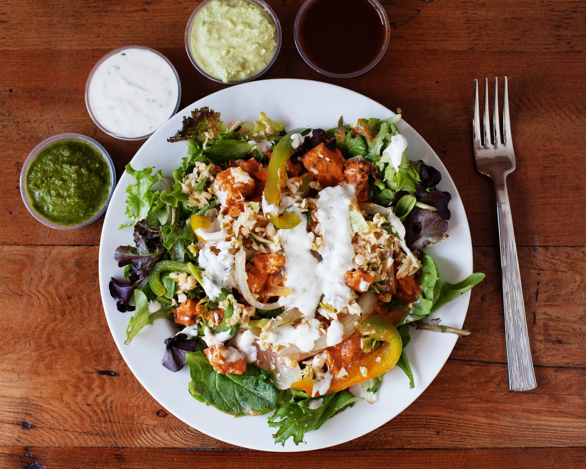 Chaat Chicken Salad overhead flat-lay